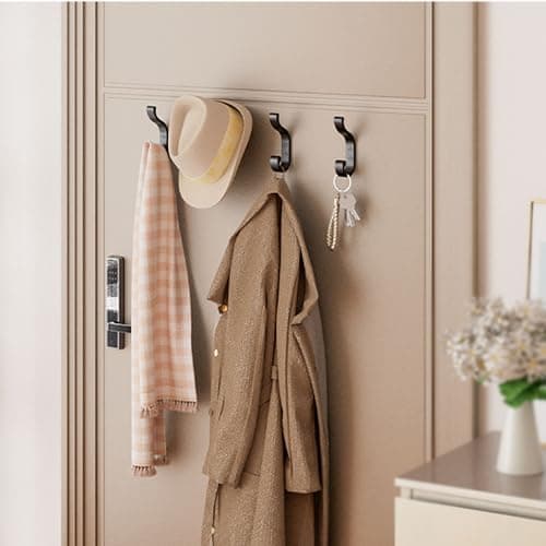 Black Wall-Mount Coat Hanger, 4 Pack - Hold 30 Lb, Heavy Duty Coat Hooks