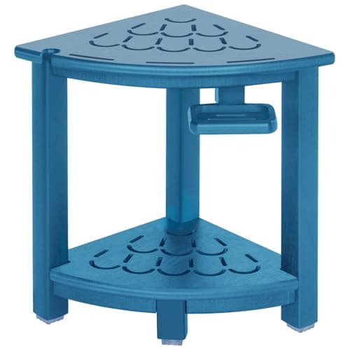 Nalone HDPE Corner Shower Stool with Storage (Grey) — Navy Blue