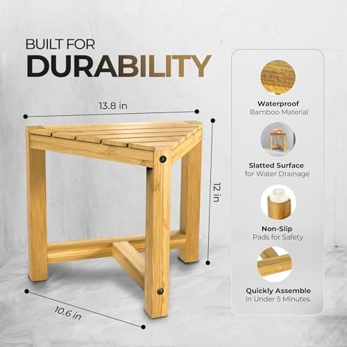 Bamboo Shower Stool for Leg Shaving in Small Bathrooms