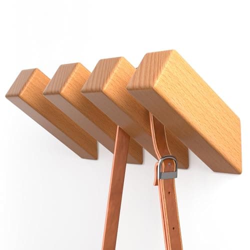 Walnut Wood Wall Hooks 4Pack Heavy Duty Coat Hooks — Beech Wood -4 Pack