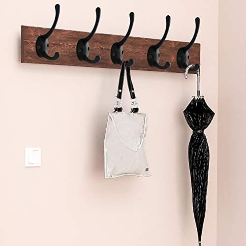 12 Pack Black Coat Hooks Wall Mounted with Screws - Retro Double Hooks for Various Items