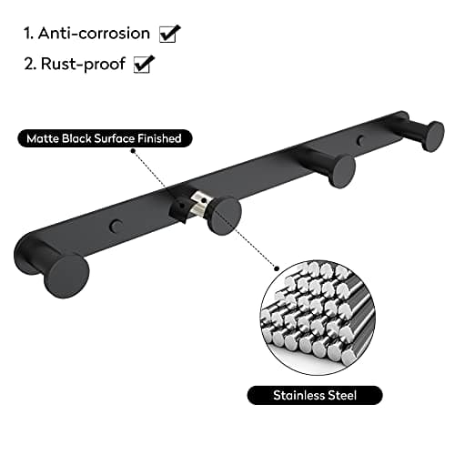 Matte Bathroom Wall Hook Rack with 4 Hooks