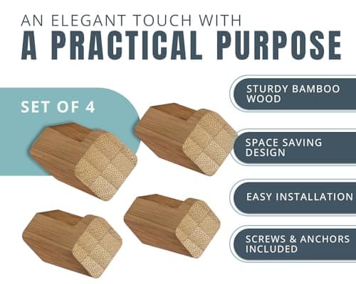 Comfify Bamboo Wall Hooks for Hanging Essentials