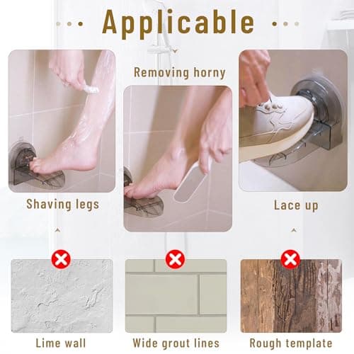 Antidious Bathroom Foot Rest for Leg Shaving, Reusable Suction Pedal (Black)