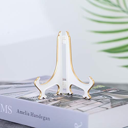 Artliving 4" White Gold Plastic Picture Frame Stand (2 Pack)