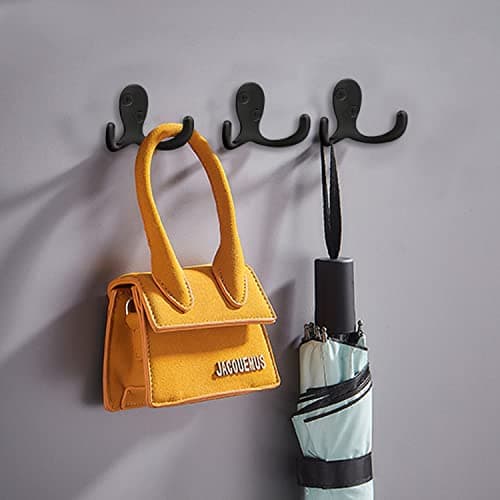 14 Pack Heavy Duty Double Prong Coat Hooks Wall Mounted with Screws for Hanging Items
