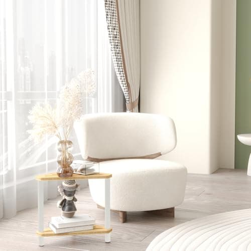 Bamboo Corner Shower Stool with White Metal Legs, Waterproof Storage Shelf