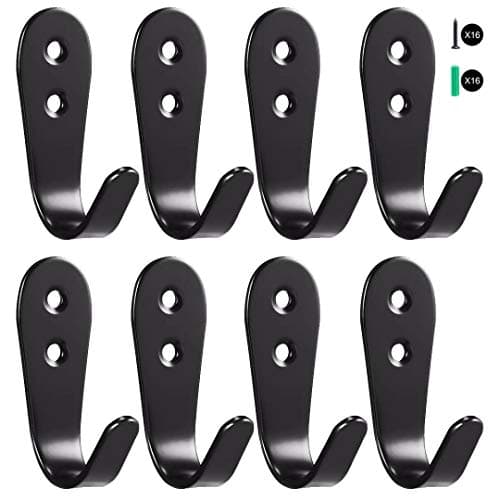 8 Pack Black Heavy Duty Wall Hooks for Coat Hats Robes (8 Pcs) — Black Round