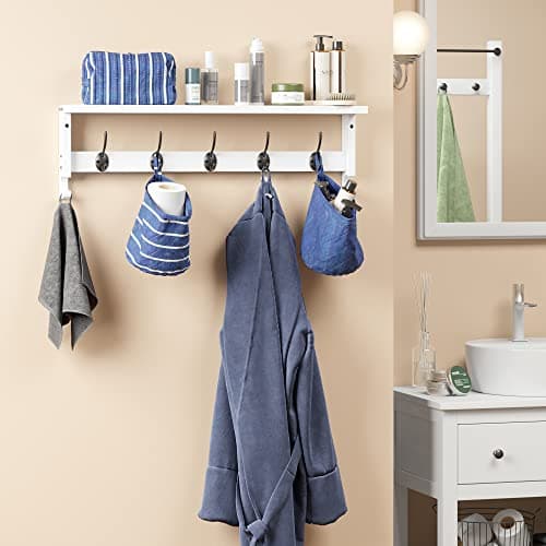AMBIRD Wall Mount Coat Rack with Shelf (White)
