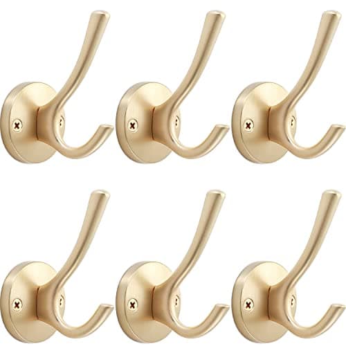 4 Pack Brushed Nickel Heavy Duty Wall Hooks for Coat Towels Bathrooms Garage — Gold