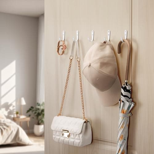 10 Pack Metal Wall Hooks for Bathroom, Kitchen, Closet & Garage - Holds Up to 40 lbs
