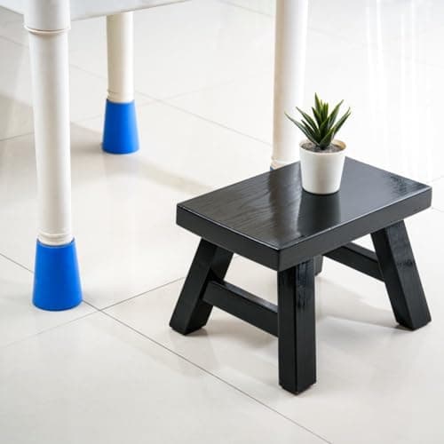 Black Solid Wood Step Stool for Kids Adults Fishing Plants