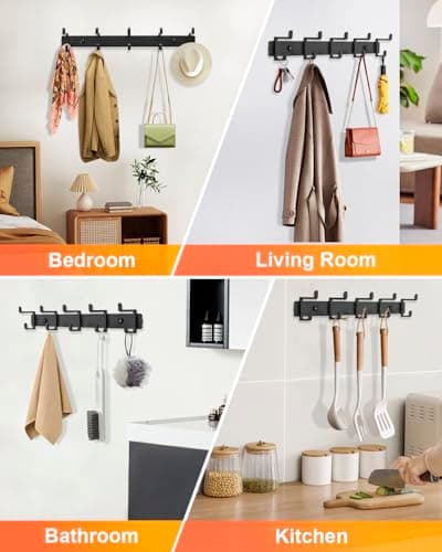 DECLUTTR 2 Pack Heavy Duty Coat Rack, Wall Mount Black