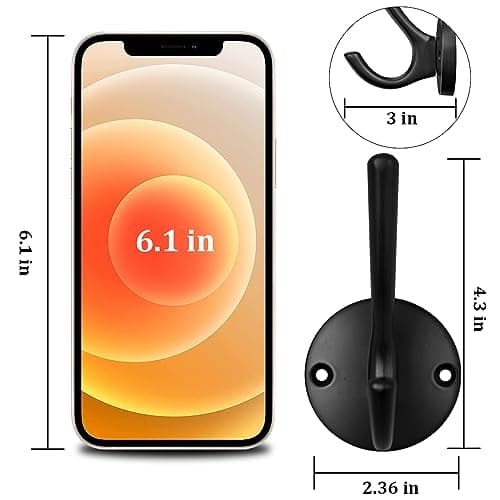 ZUONAI Matte Black Coat Hooks 12 Pack Heavy Duty Kitchen Bath Wall Mount Hooks