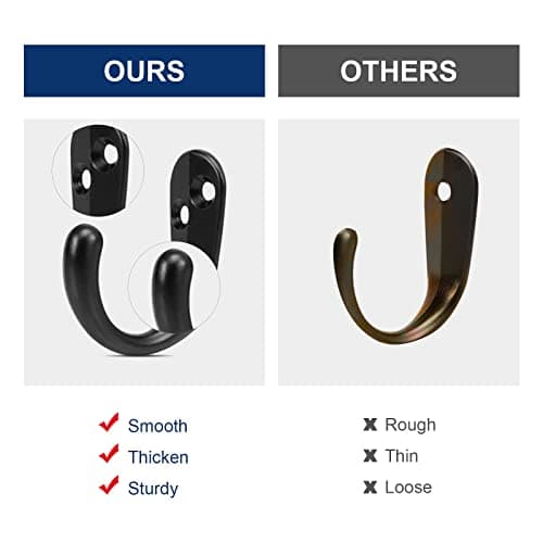 NearMoon Heavy Duty Matte Black Wall Hooks for Towel, Hat, Key, Bag