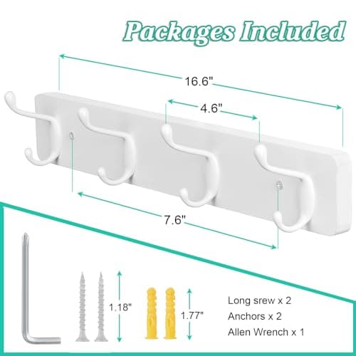 White Coat Hooks Wall Mounted for Various Items - Entryway Decor for Organizing