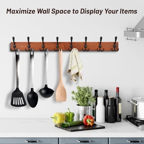 Rustic Large Coat Rack with 8 Triple Hooks, Heavy Duty Wood Wall Mount