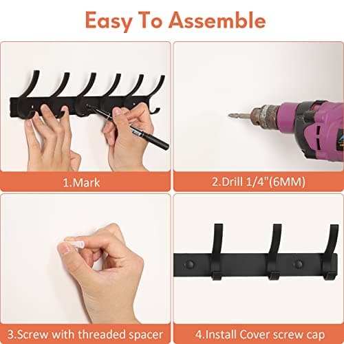 Wall Mount Coat Hooks Set for Hanging - Pack of 2