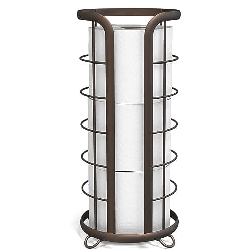 Brookstone Bronze Freestanding Toilet Paper Holder, Modern & Stylish Storage Solution