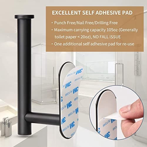 Black Wall-Mount Toilet Paper Holder: No Drilling Needed