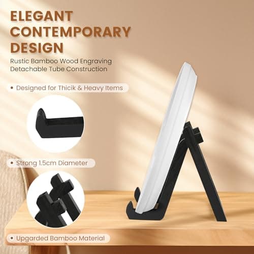 2 Pack Bamboo Plate Display Stand, Decorative Picture Frame Holder Stand