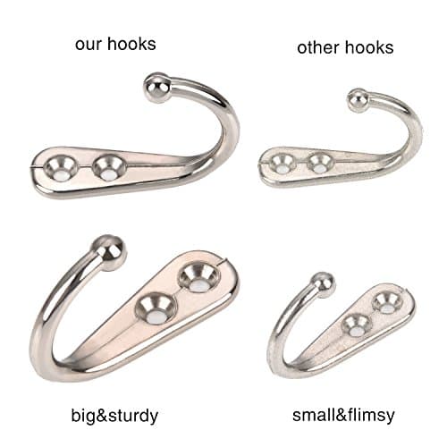 EBOOT 20 Pc Small Coat Hooks for Robes, Towels, Bags & Hats with 50 Screws