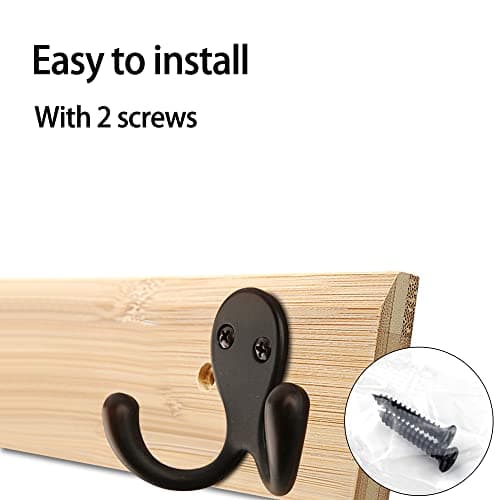 HASWARE Oil-Rubbed Bronze 6 PCS Double Prong Robe Hooks for Heavy Duty Hanging