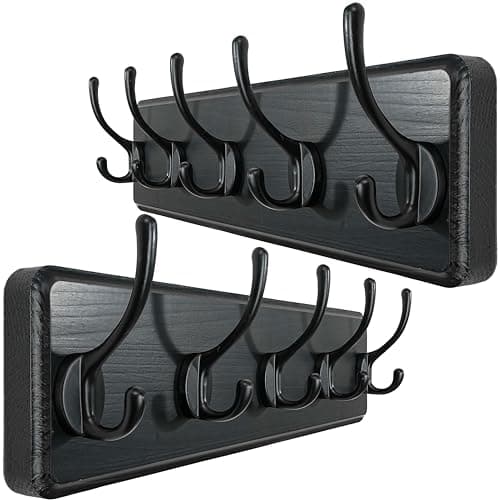 WEBI Rustic Brown 5-Hook Wall Mount Coat Rack — Black
