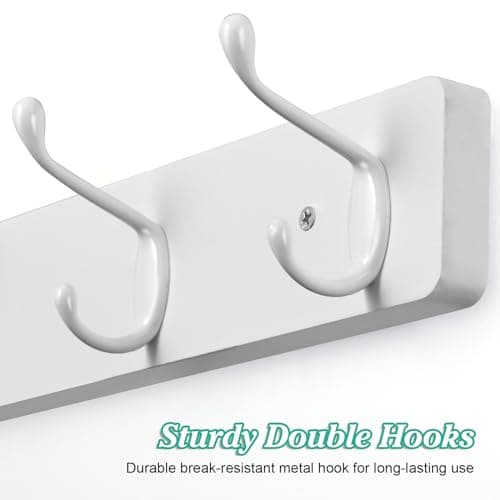 White Coat Hooks Wall Mounted for Various Items - Entryway Decor for Organizing