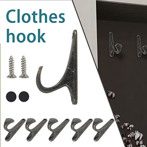 OLAYA 12 Pack Black Coffee Vintage Coat Hooks for Bathroom Kitchen