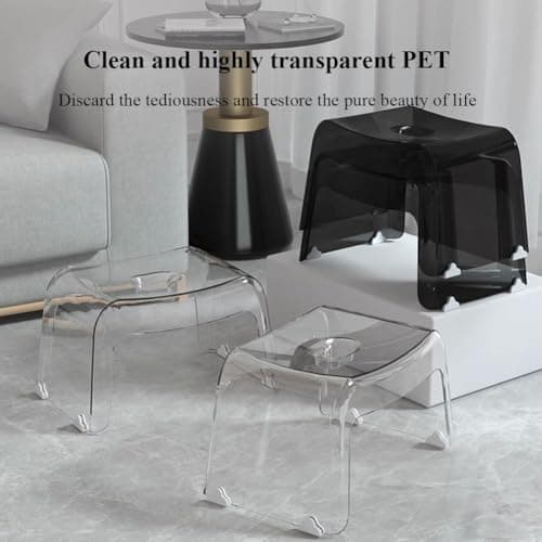 2PC Black Acrylic Shower Footstool for Indoor & Outdoor Use