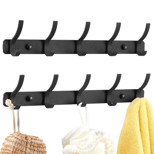 DECLUTTR 2 Pack Heavy Duty Coat Rack, Wall Mount Black — Black J Modern