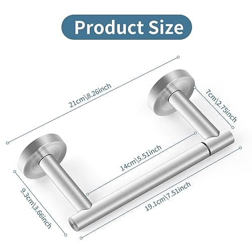 Newfun Brushed Nickel SUS 304 Stainless Steel Double Post Pivoting Toilet Paper Holder