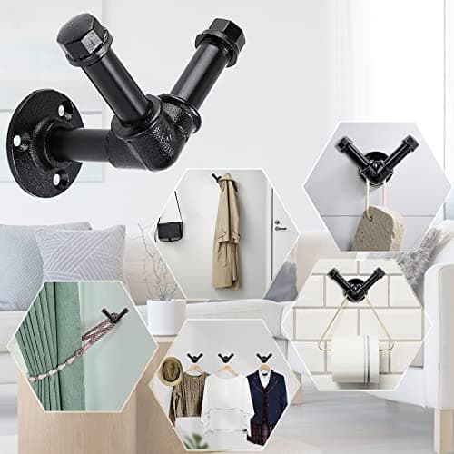 Sumnacon 3pcs Industrial V-Type Towel Hook Heavy Duty Wall Mount Robe Holder Vintage Style