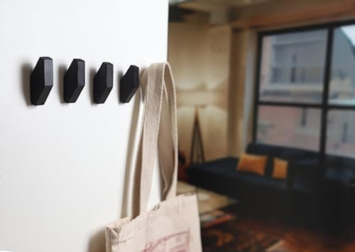 Modern Black Wooden Wall Hooks - Set of 5 for Coats, Bags, Hats