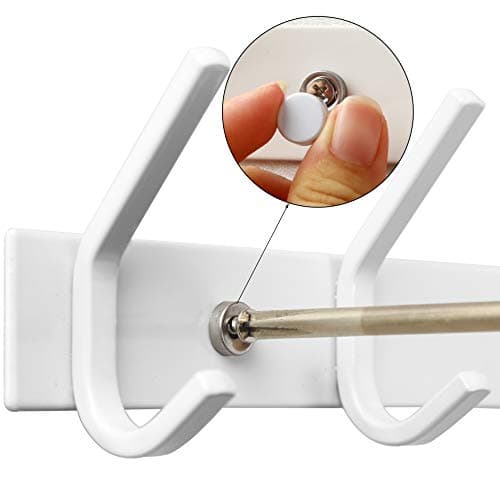 Wall Mounted Coat Rack with 6 Hooks, White, 2 Packs
