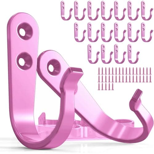 20PCS Heavy Duty Metal Wall Hooks for Coats, Towels, Backpacks & More — 20pcs + Pink