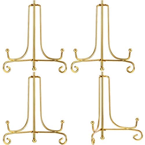 Tatuo 4-Pack Gold Mini Display Stands, 4-Inch Iron Easel for Home & Wedding Decor