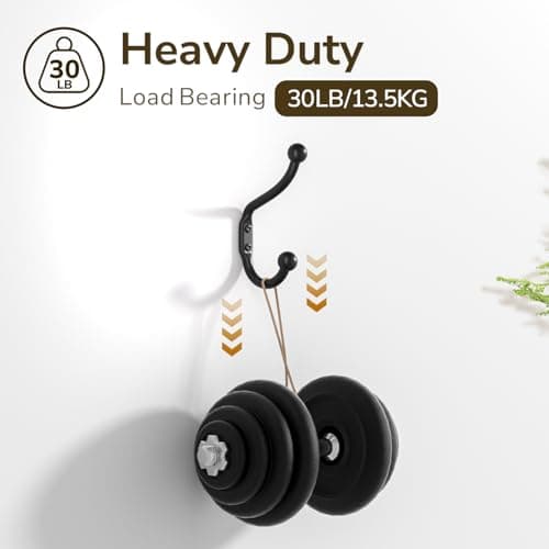 10-Pack Black Coat Hooks for Hanging Heavy Duty Items, Wall MountCloset Hooks for Towels, Clothes & Backpacks