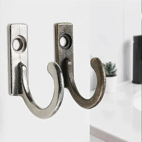 Silvery Wall Mounted Coat Rack with 10PCS Hooks & Cup Holder