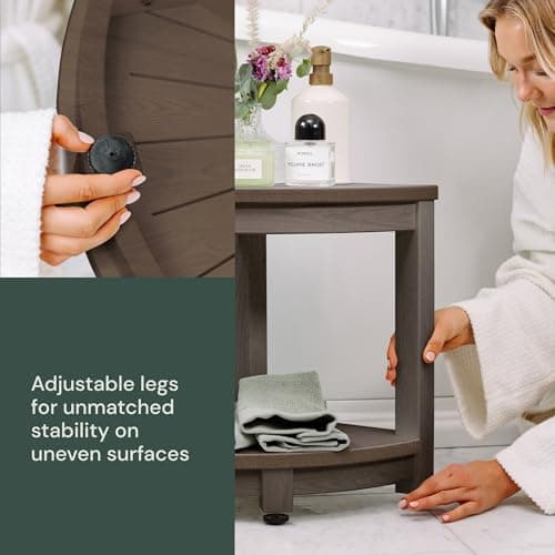 HDPE Corner Shower Stool - Waterproof Shower Bench for Shaving and Organizing (Brown)