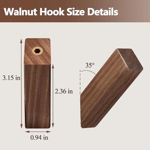 Walnut Wood Wall Hooks 4Pack Heavy Duty Coat Hooks