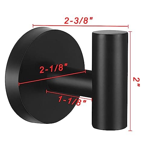 Bathroom Towel Hooks, 12pcs Mixed (4 Square + 8 Round, Black)