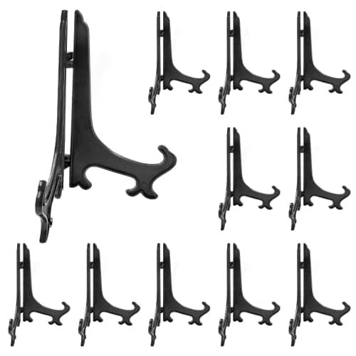 Litoexpe 24pcs 4 Inch Clear Plastic Picture Frame Acrylic Display Easels — Black