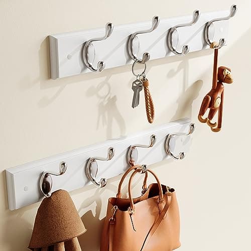 AMADA White Wall Mount Coat Rack 2 Pack