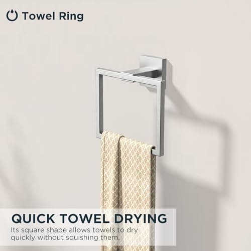 FORIOUS Brushed Nickel Wall-Mount Toilet Paper Holder Set - Stainless Steel Pivoting Holder and Towel Ring for Bathroom