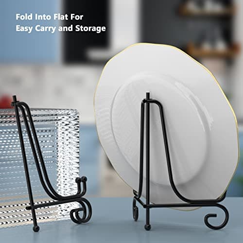 Compact 2-Pack Iron Display Stand for Displaying Pictures, Plates, Books and Arts