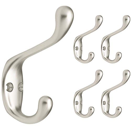 Franklin Brass Heavy Duty 5-Pack Coat and Hat Wall Hooks Matte Nickel FBCHH5-MN-C