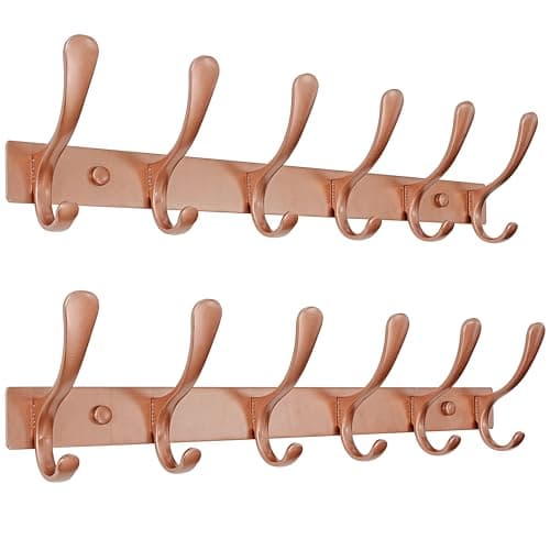 SKOLOO Heavy Duty Stainless Steel Coat Rack - 6 Hooks, Black — Matte Rose Gold