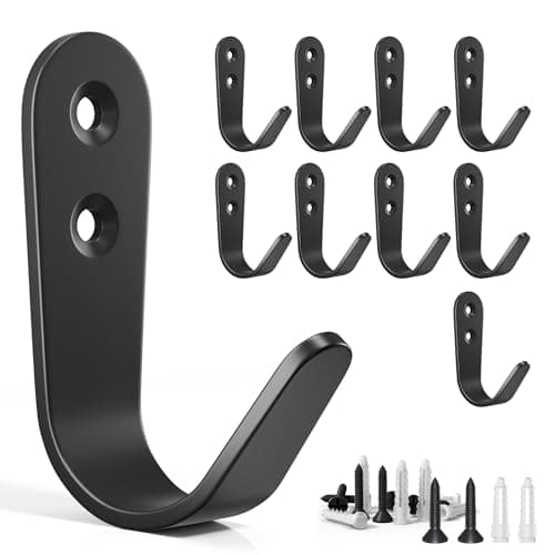 12PCS Heavy Duty Double Prong Hooks with 24 Screws for Home and Kitchen — 10PCS Stainless steels Hooks